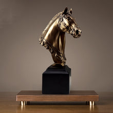 Load image into Gallery viewer, Gold Horse Head Art Statue