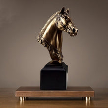 Load image into Gallery viewer, Gold Horse Head Art Statue